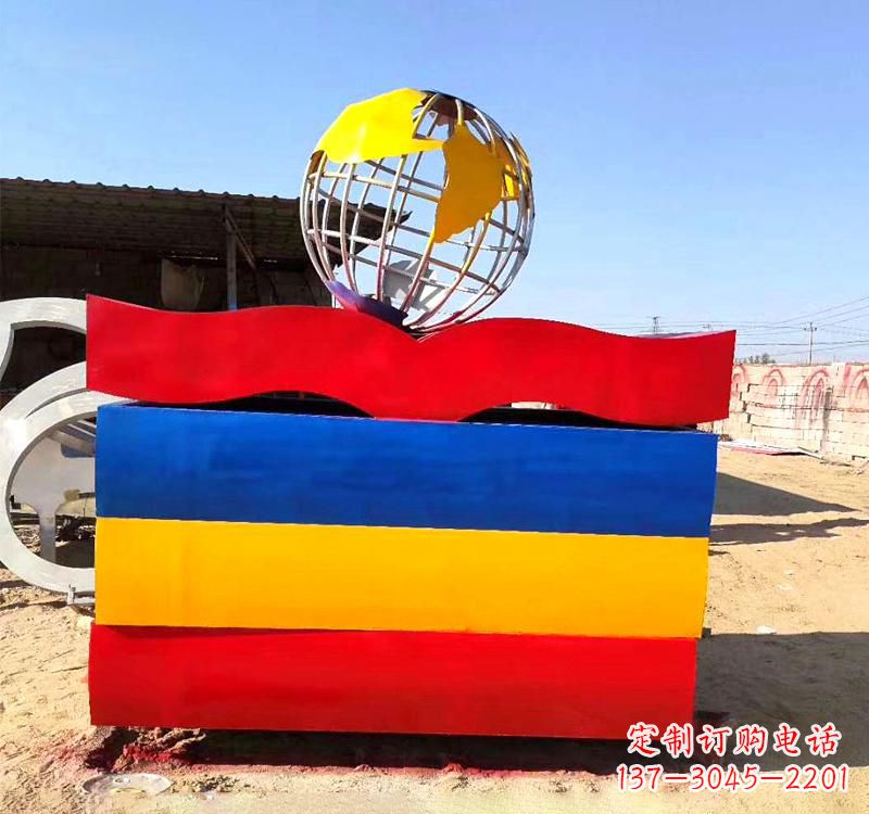 福州不锈钢校园地球仪雕塑缅怀地球之美