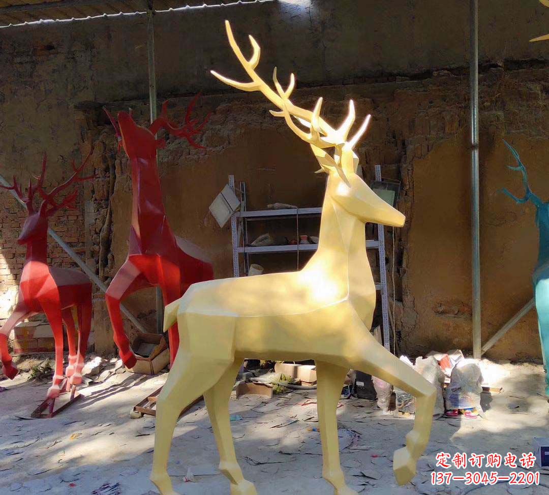 福州新款仿真不锈钢小鹿雕塑