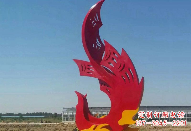 福州凤凰雕塑传承不锈钢园林艺术