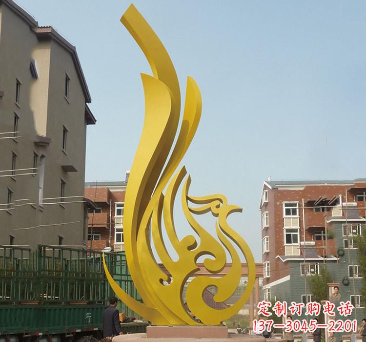 福州静谧的凤凰不锈钢园林雕塑