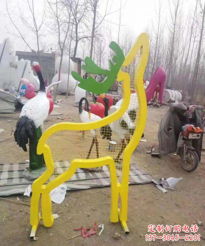 福州不锈钢园林造型景观小鹿雕塑