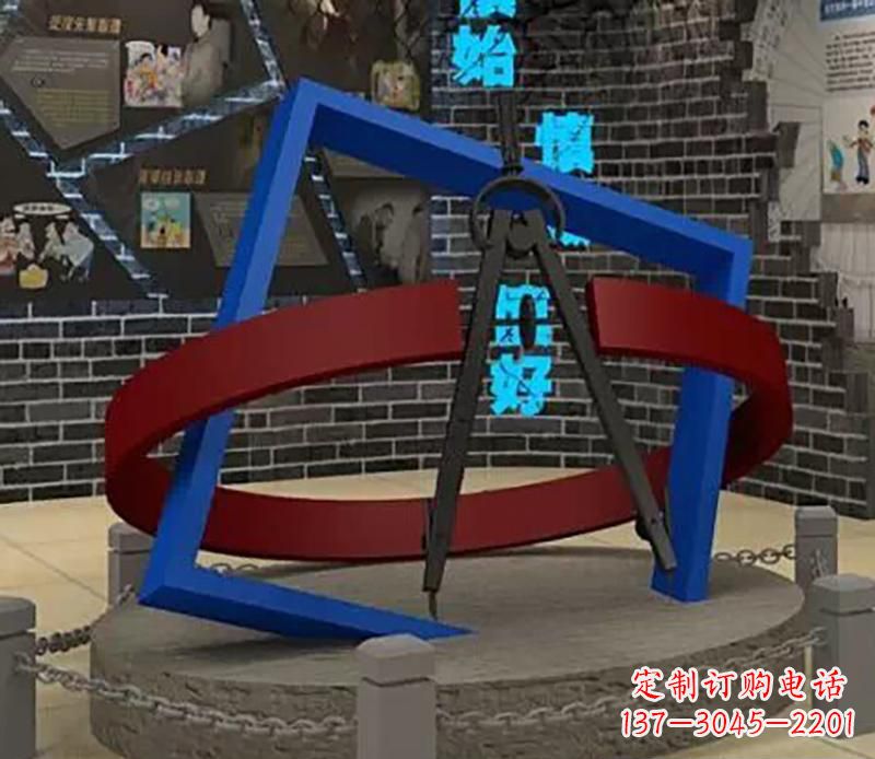 福州不锈钢圆规雕塑实现景观美化的艺术之作
