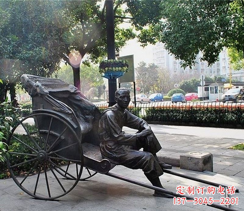 福州城市接头黄包车夫铜雕——记录城市历史的缩影