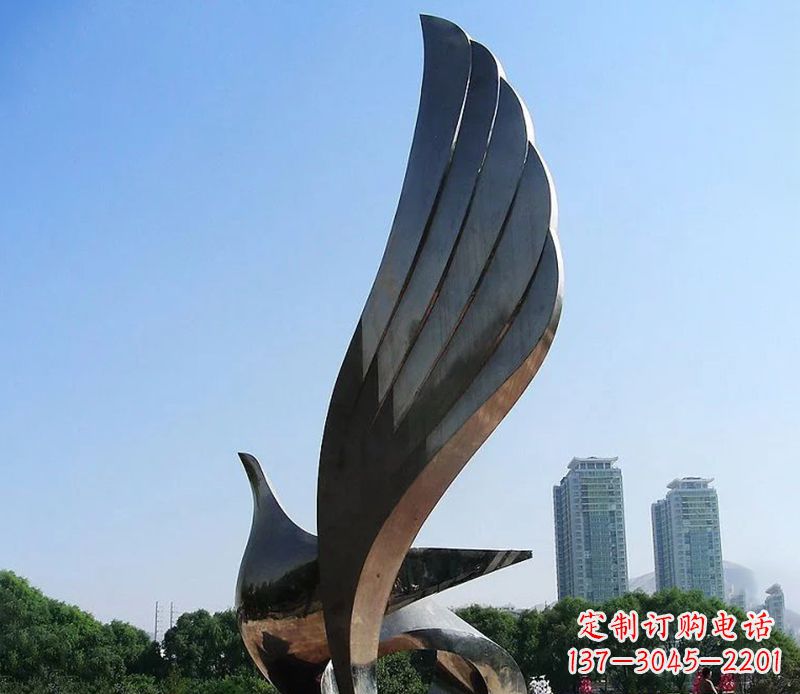 福州不锈钢翅膀雕塑象征着自由的美
