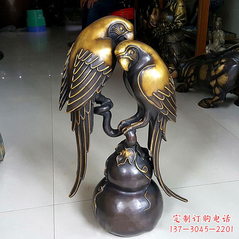 福州铸造纯铜鹦鹉雕塑