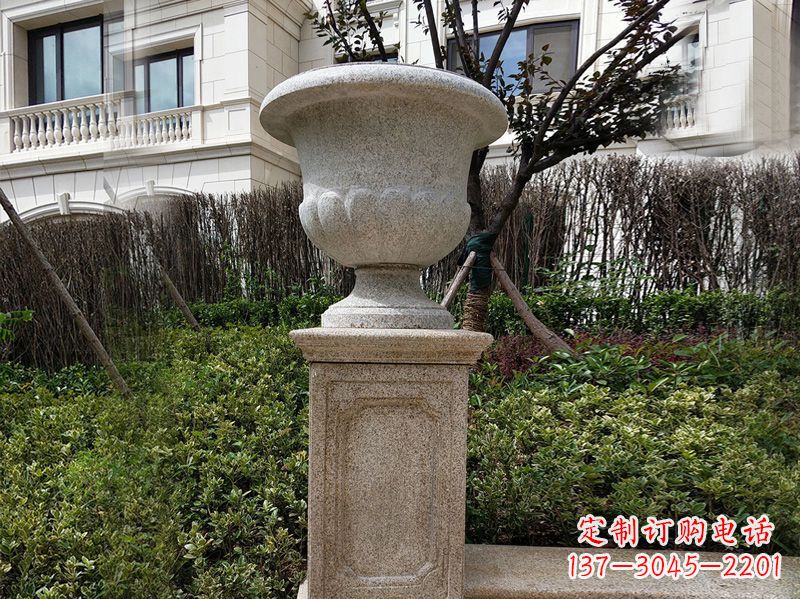 福州大理石花钵小区花盆石雕艺术品