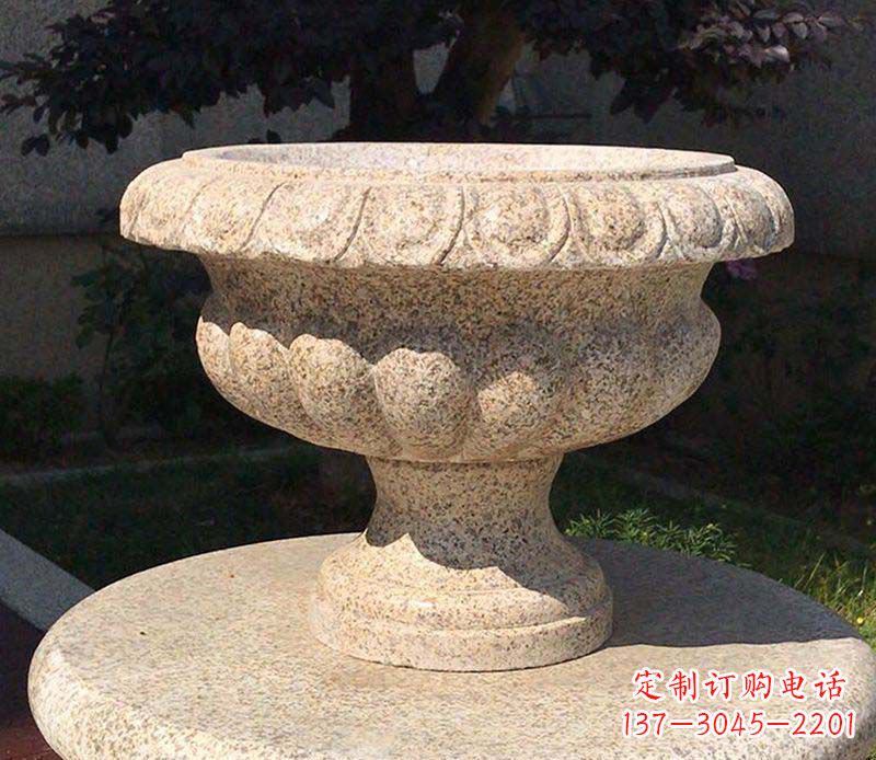福州大理石花钵公园花盆石雕