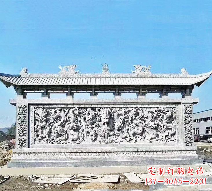 福州精美大理石九龙壁雕塑