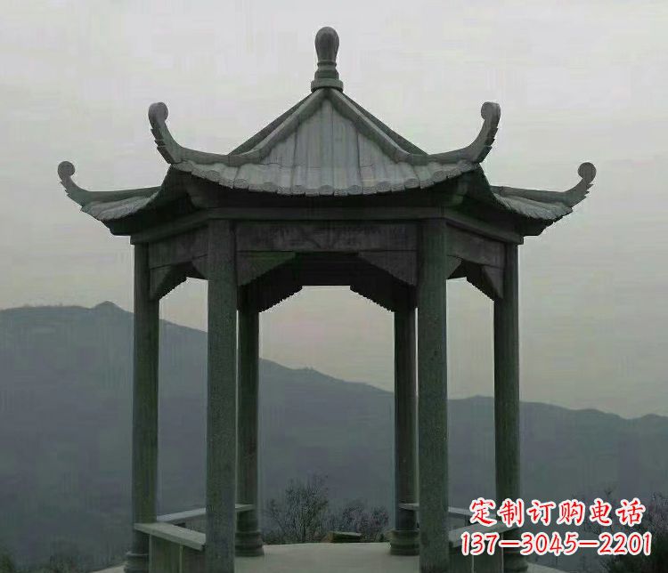 福州考究工艺，奢华大理石六角凉亭雕塑