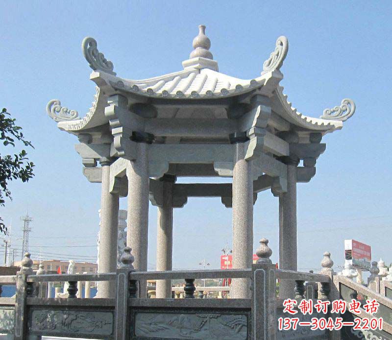 福州大理石六角凉亭石雕,为您的家园带来浪漫情怀