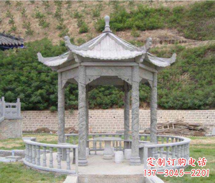福州大理石六角石雕凉亭