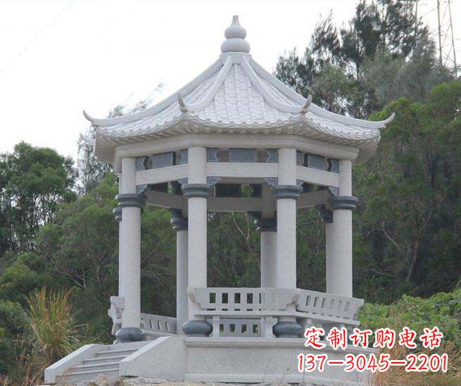 福州大理石六角石雕凉亭营造舒适环境的完美体现