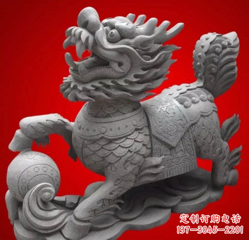 福州大理石企业小区门口麒麟雕塑