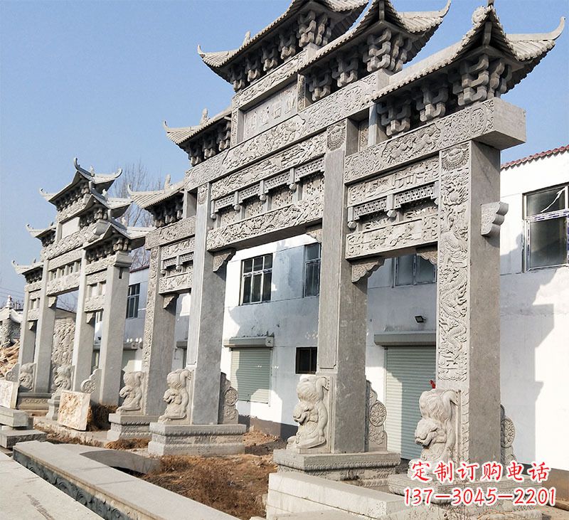 福州大理石石雕牌坊雕塑定制
