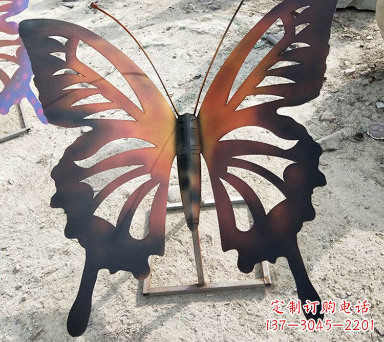 福州大型不锈钢铁艺蝴蝶雕塑,户外公园园林彩色昆虫摆件