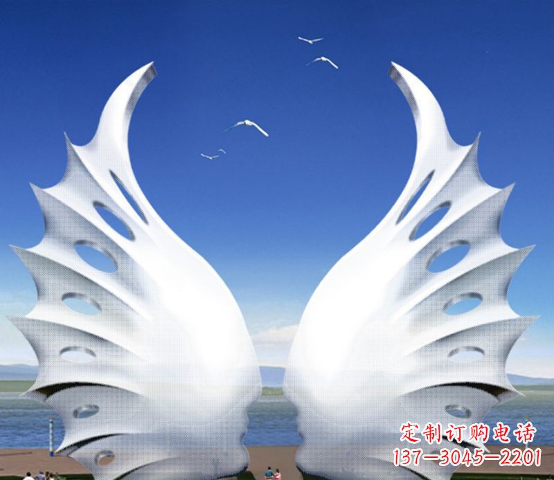 福州大型翅膀雕塑不锈钢