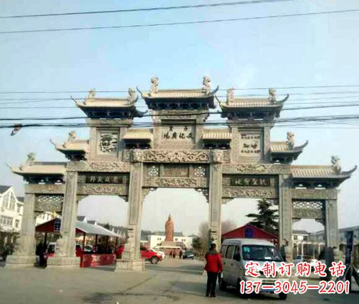 福州大型五门石雕牌坊 (3)