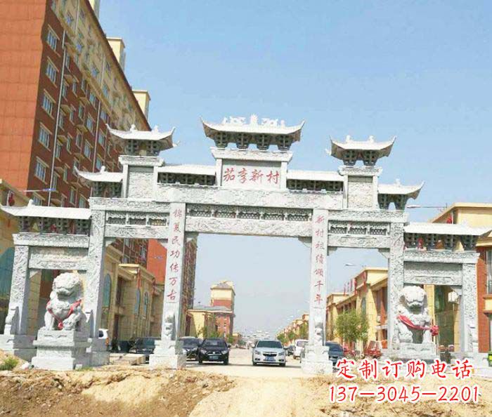 福州大型五门石雕牌楼