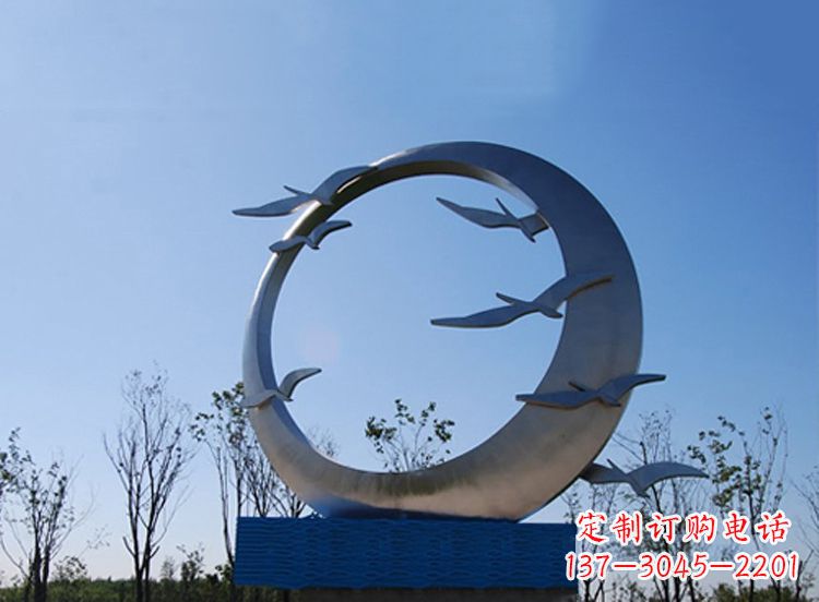 福州大雁不锈钢景观标识,公园鸟类创意雕塑
