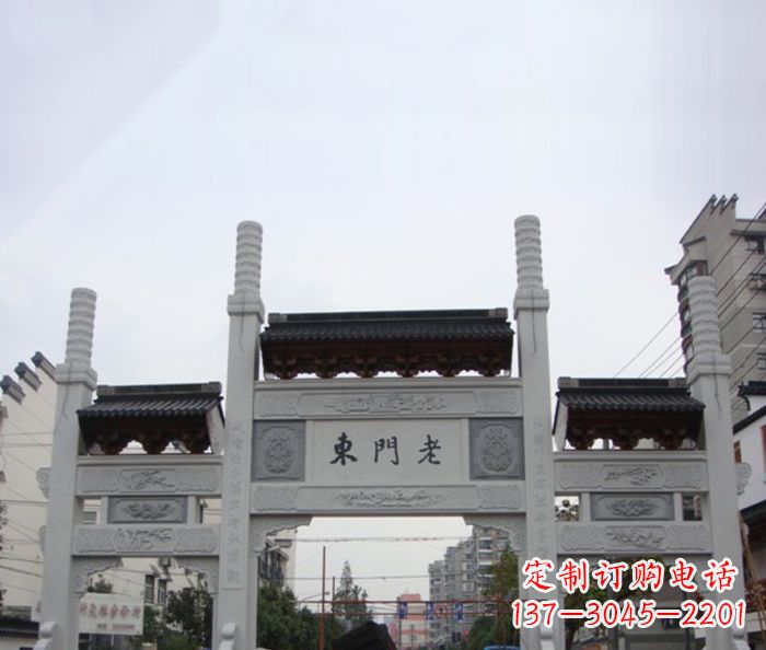 福州精美三门石牌坊雕塑