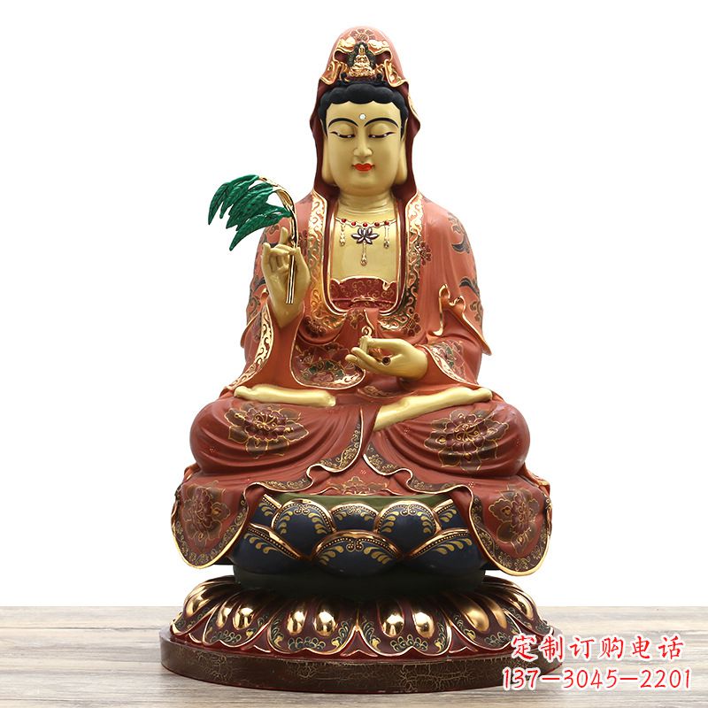 福州精美观音彩绘铜雕雕塑摆件