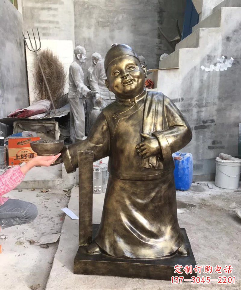 福州店小二铜雕——精美精致的人物雕塑