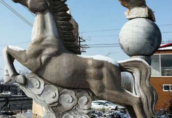 福州大理石马踏祥云雕塑