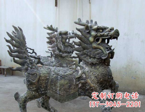 福州精致手工铜麒麟雕塑