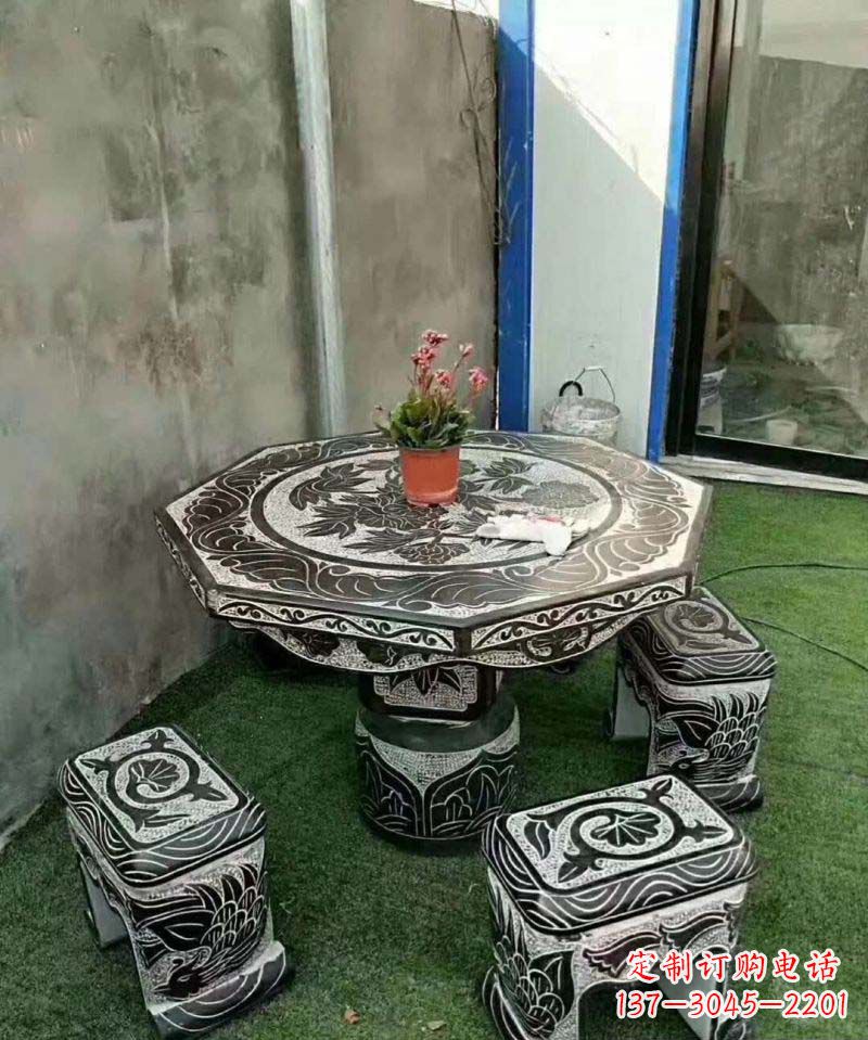 福州多边形石头桌凳雕塑