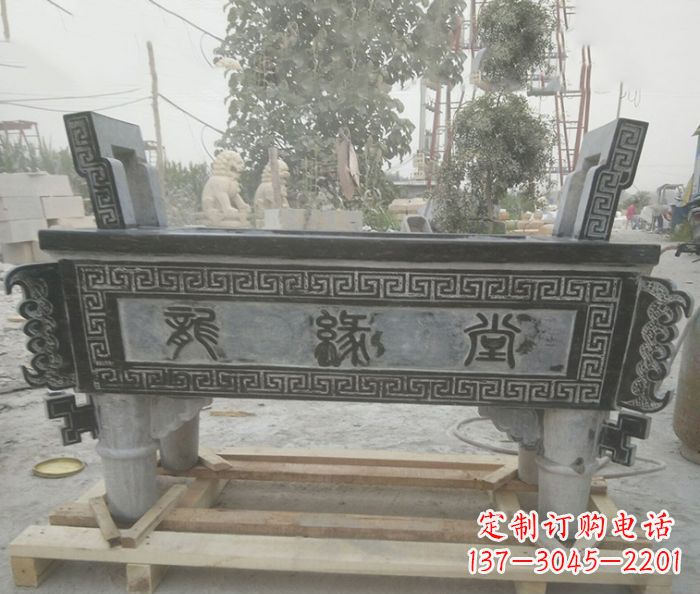 福州方形四足香炉石雕艺术品