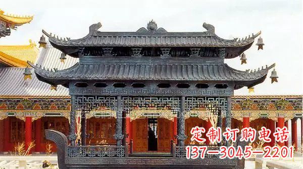 福州方形寺庙香炉铜雕塑