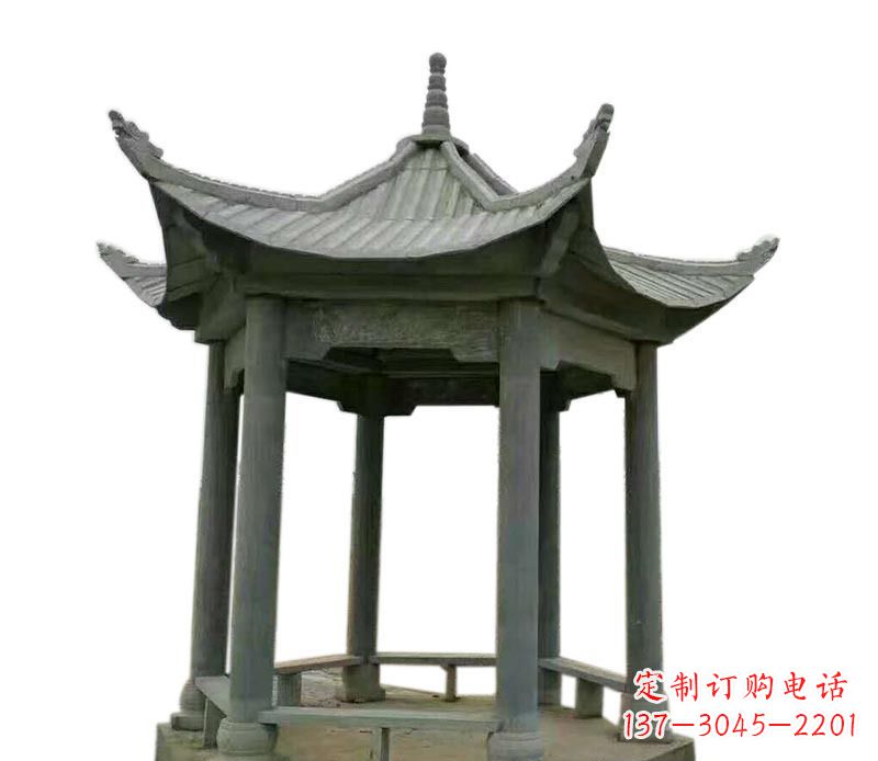 福州仿古六角凉亭石雕 (2)