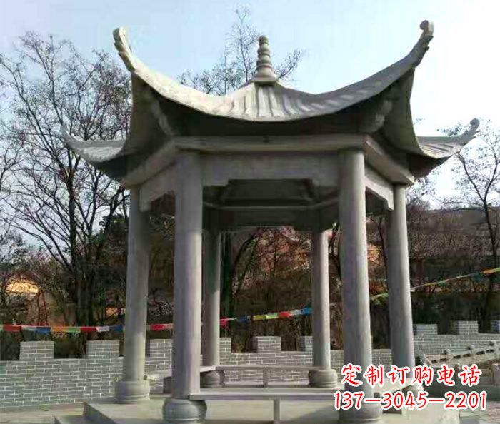 福州仿古六角凉亭石雕 (4)