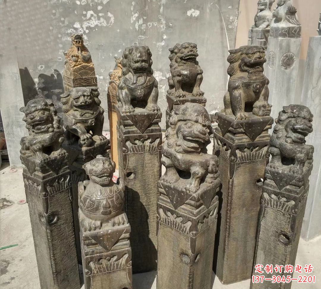 福州仿古拴马柱公园景观石雕