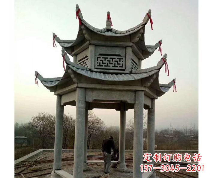 福州仿古双层石雕凉亭 (4)