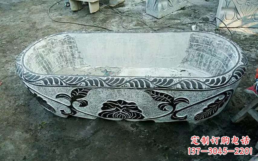 福州风格独特的仿古石头水缸雕塑