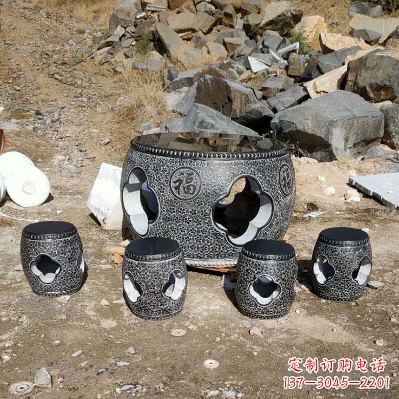 福州福字青石桌凳雕塑