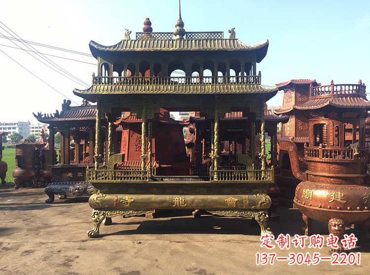 福州高浮雕螭龙纹铜香炉