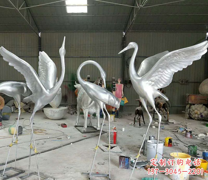 福州艺术雕刻仙鹤不锈钢雕塑