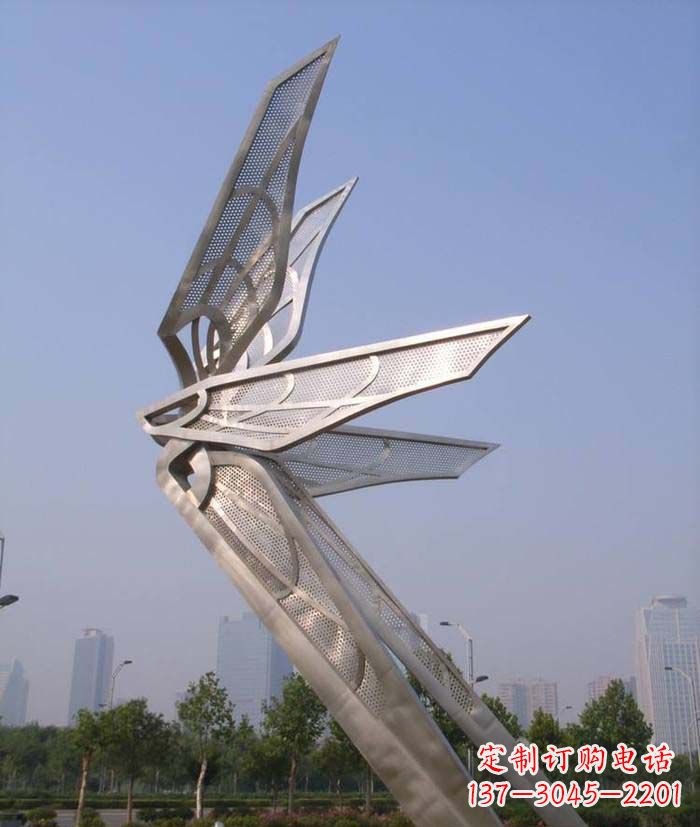 福州大型不锈钢蝴蝶翅膀雕塑
