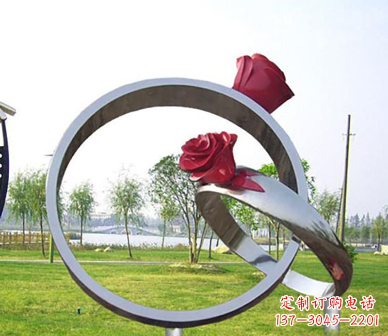 福州不锈钢景观婚戒雕塑