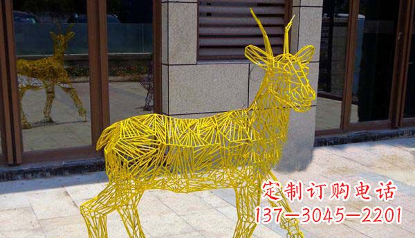 福州梦幻般的不锈钢小鹿大理石塑像