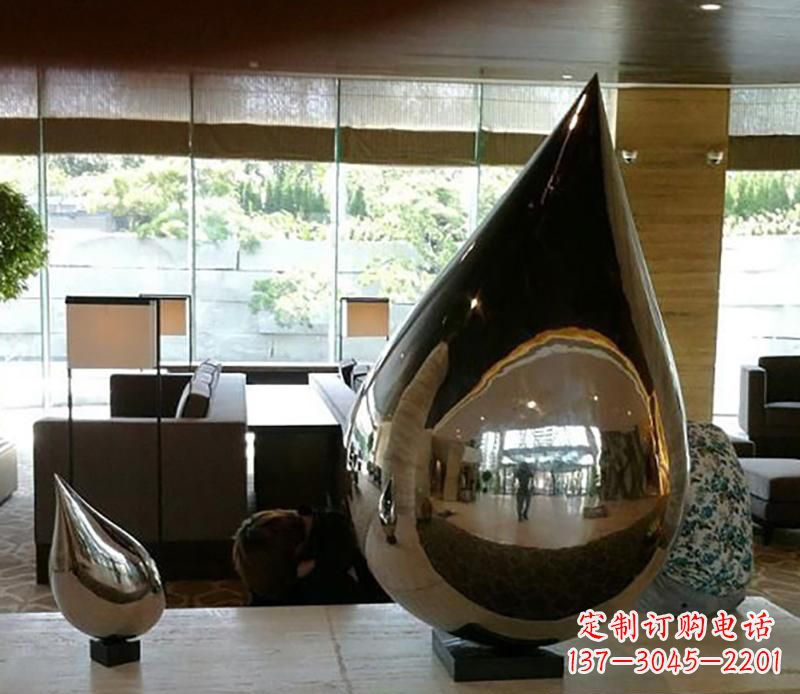 福州公园不锈钢水滴球景观雕塑