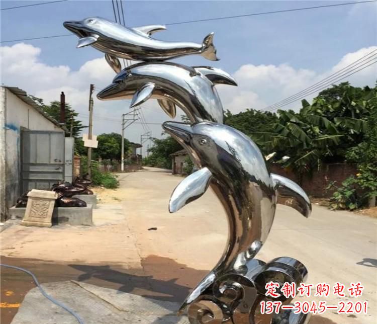 福州冲浪海豚不锈钢雕塑