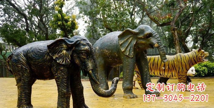 福州公园大象动物铜雕_1