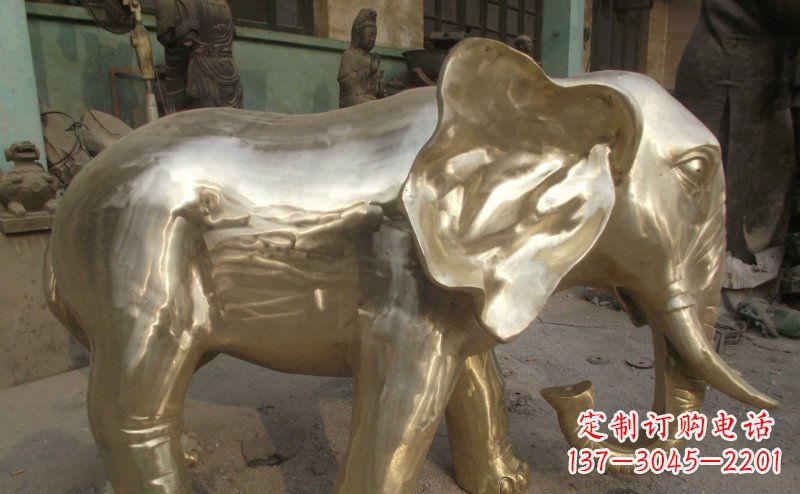 福州公园大象动物铜雕_2