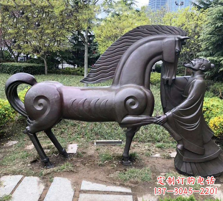 福州公园古代名人伯乐相马铜雕