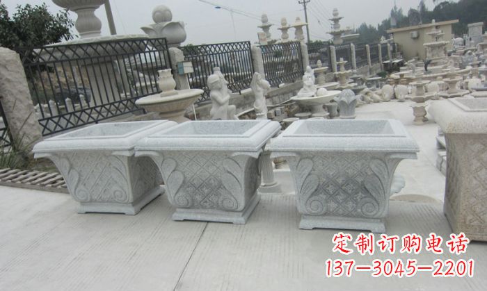 福州公园景观大理石花盆石雕 (10)