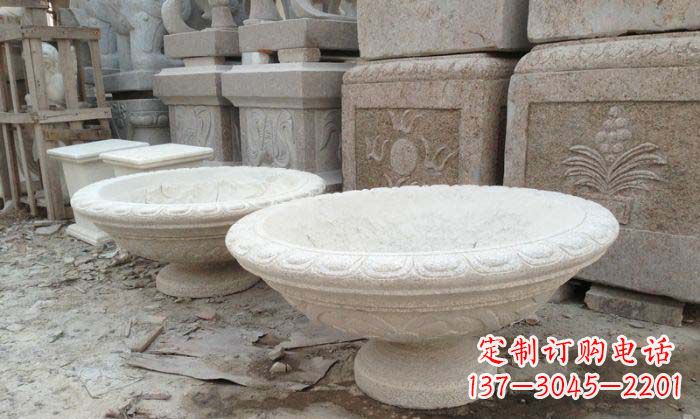 福州公园景观大理石花盆石雕