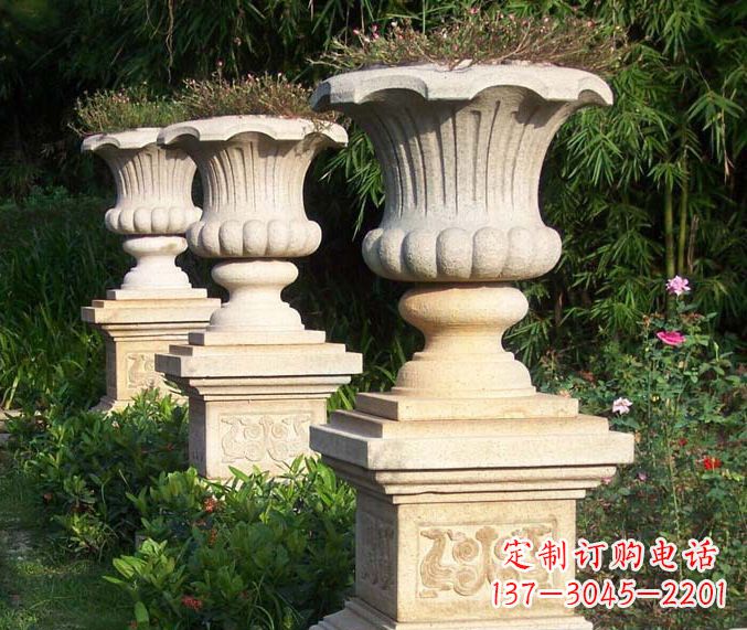 福州公园景观大理石花盆石雕_1